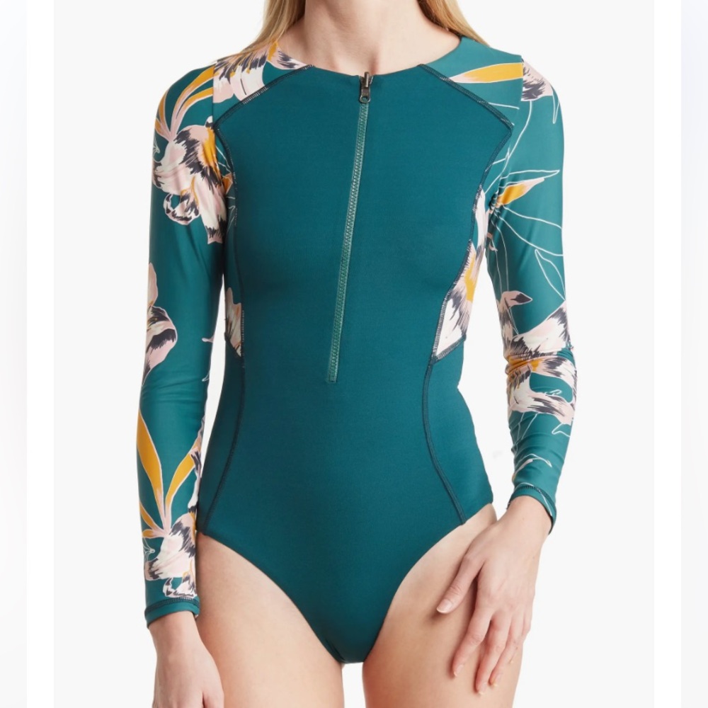 Maaji Arlequin Triton Reversible Rashgard one piece swimsuit in green